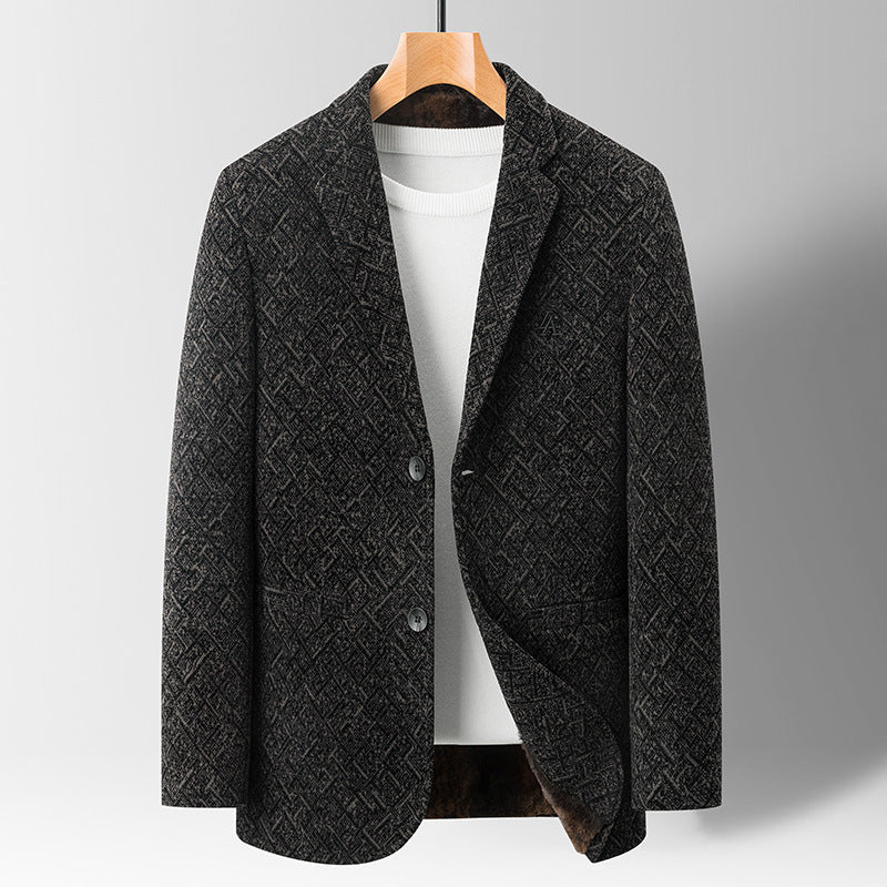 Chenille Casual Simple Suit Jacket For Men - WOMONA.COM