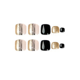 Women's Fashion Black Line Gold Powder Wear Manicure Nails - WOMONA.COM