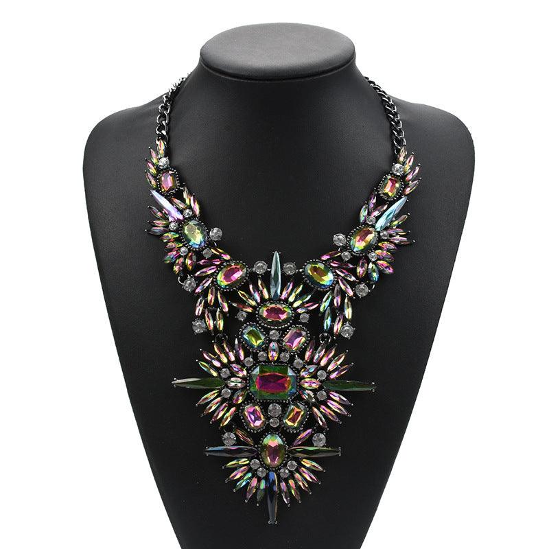 Statement Short Rhinestone Alloy Necklace