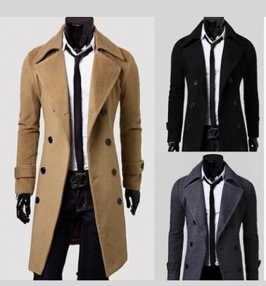 Men Long Trench Coat - WOMONA.COM