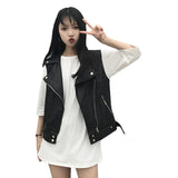 Women's leather waistcoat sleeveless jacket - WOMONA.COM