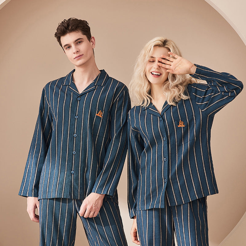 Unisex Thick Cotton Long Sleeve Pajama Set