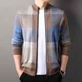 Autumn Striped Color Matching Cardigan Men's - WOMONA.COM