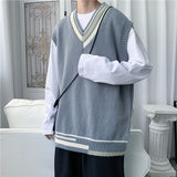 Knitted Vest Men's Trendy V Neck Sweater - WOMONA.COM