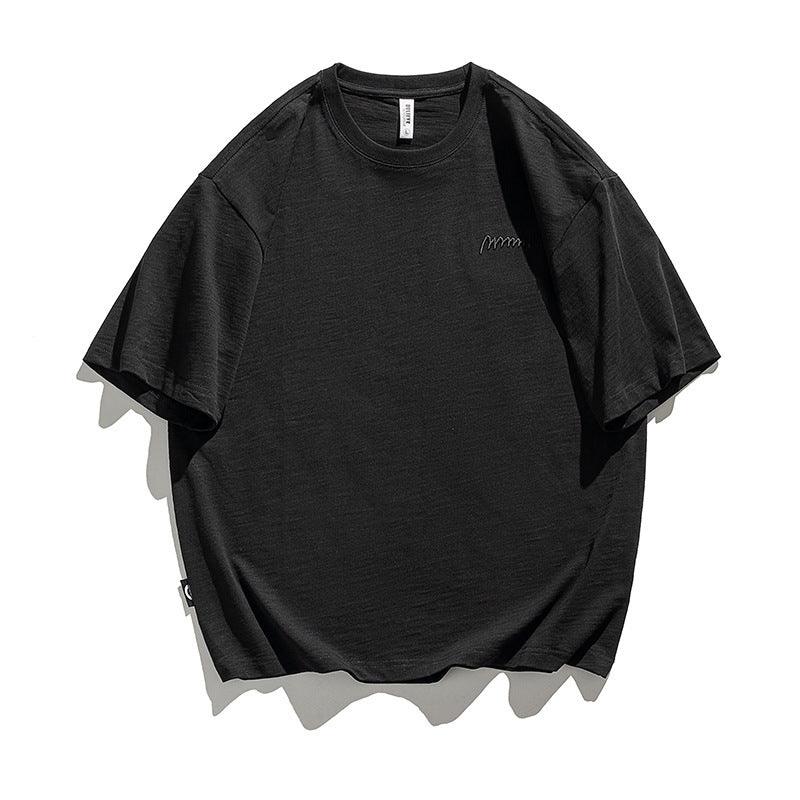 Simple Embroidered Cotton T-shirt For Men - WOMONA.COM
