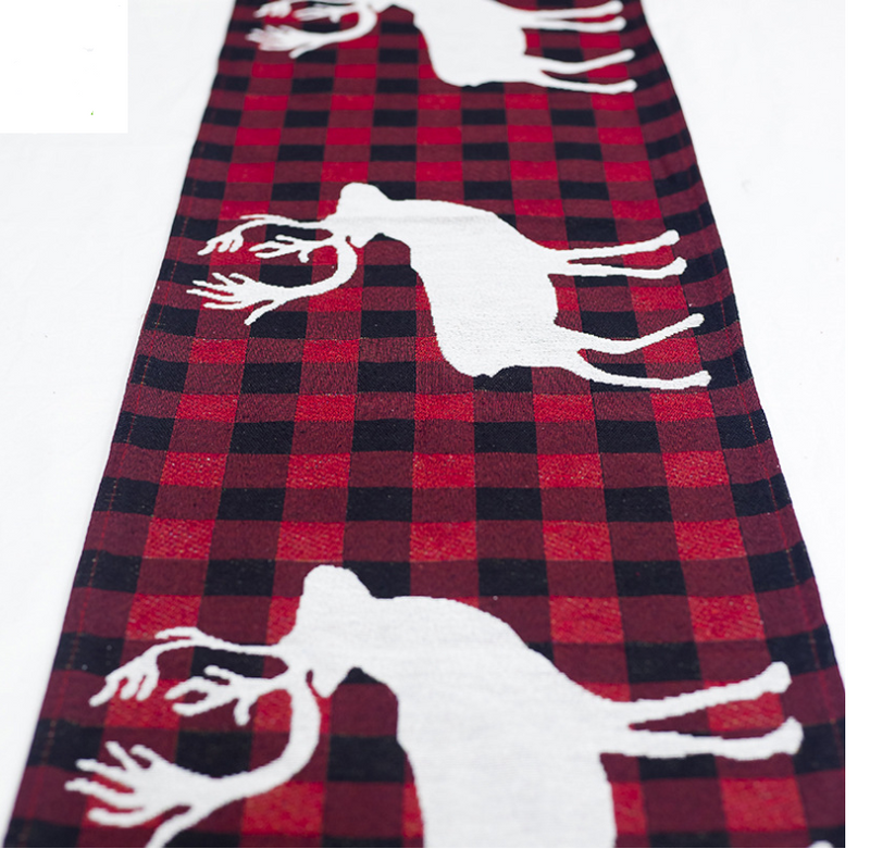 Elk Snowman Table Runner Merry Christmas Decorations - WOMONA.COM