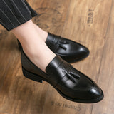 Casual Men Loafers Classic Tassel Men Leather Shoes Wedding Men Dress - WOMONA.COM