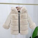 Children's Cotton Coat Rex Rabbit Hooded Faux Fur Coat - WOMONA.COM