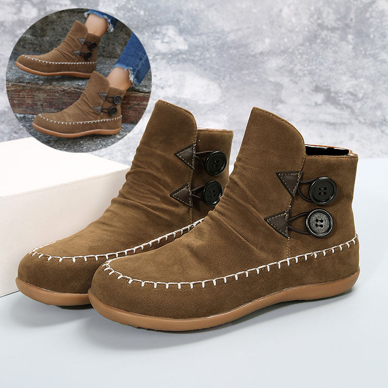 Button Design Ankle Boots For Women Autumn And Winter - WOMONA.COM