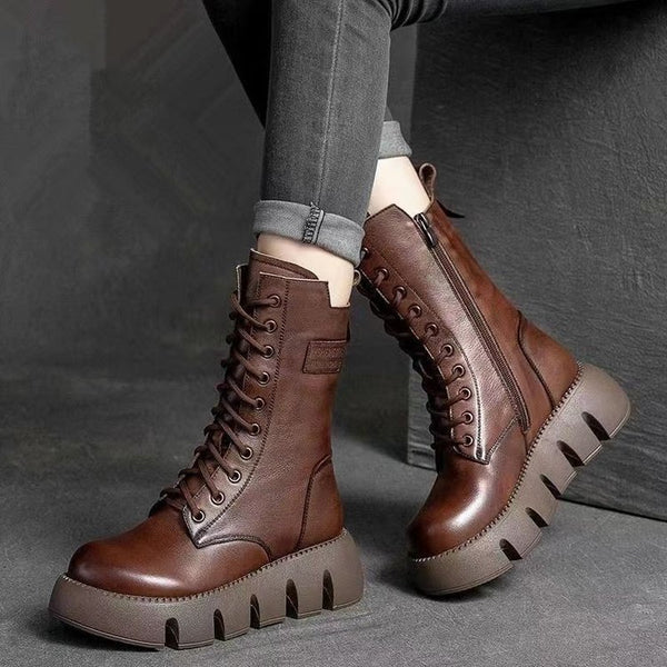 Retro Boots For Women Lace-up Shoes Autumn And Winter - WOMONA.COM