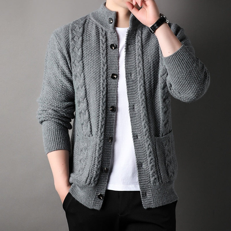 Retro Jacquard Loose-fitting Sweater Jacket - WOMONA.COM