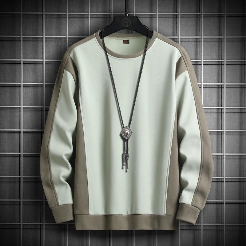 Rib Stitching Crew Neck Pullover Sweatshirt - WOMONA.COM