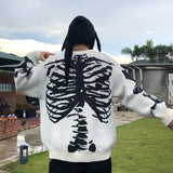 Skull Round Neck Long Sleeve Fashion Sweater - WOMONA.COM