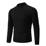 Round Neck Sweater Men's Winter Solid Color Slim Fit - WOMONA.COM