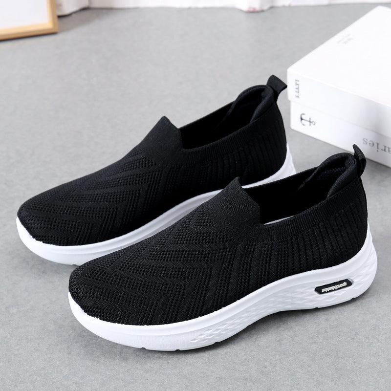 Casual Mesh Shoes Sock Slip On Flat Shoes For Women - WOMONA.COM