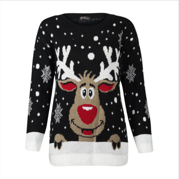 Christmas fawn jacquard sweater - WOMONA.COM