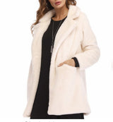 Faux Fur Coat Women Long Sleeve Warm Thick Wave Jackets - WOMONA.COM