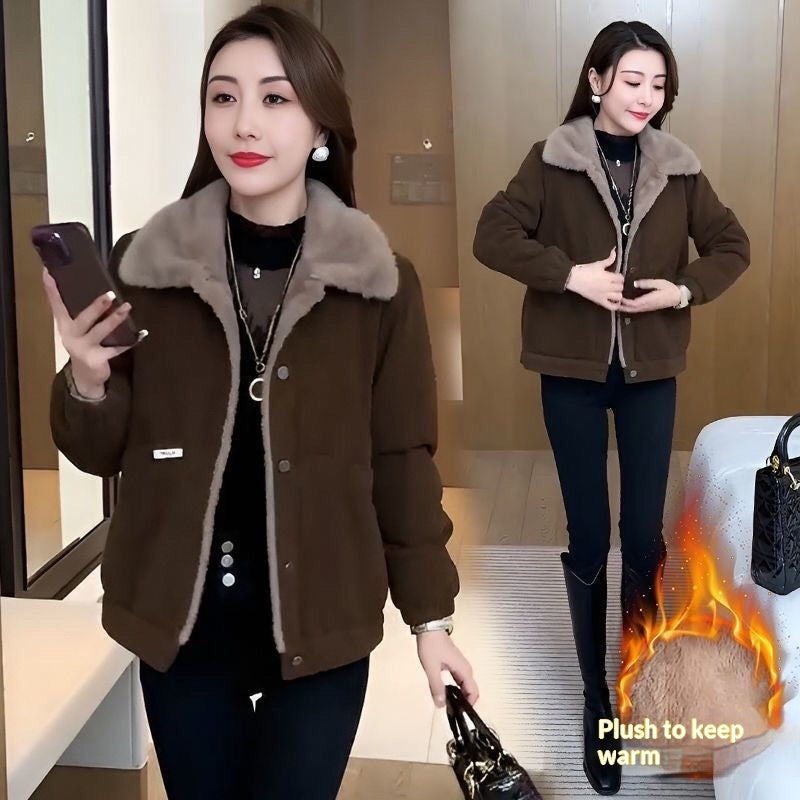 Women's Loose Fleece-Lined Corduroy Jacket