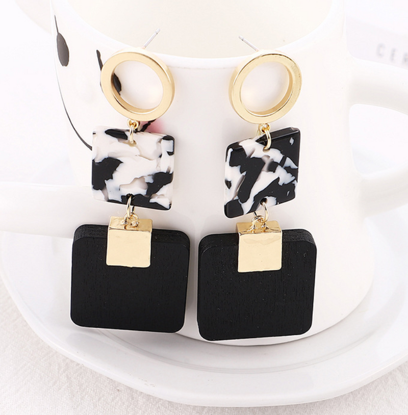 Leopard Square Wood Earrings - WOMONA.COM