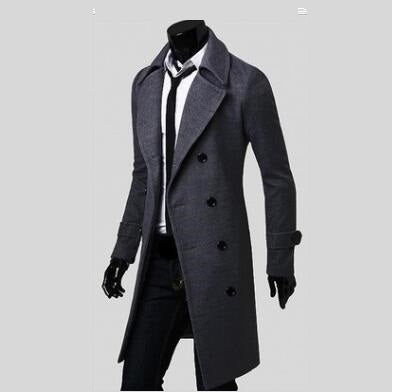 Men Long Trench Coat - WOMONA.COM