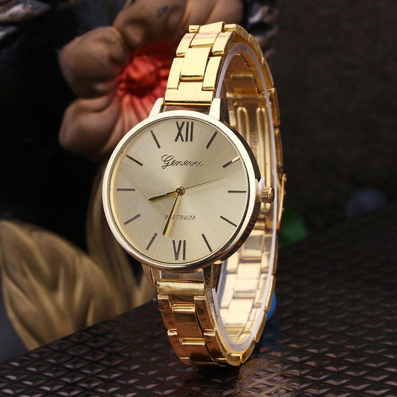 Geneva Alloy Watch Large Dial Slim Band Watch Quartz - WOMONA.COM