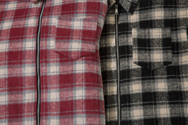 Plaid Shirt Cotton-padded Coat For Men