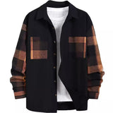 New Plaid Colorblock Long Sleeve Men's Casual Shirt - WOMONA.COM