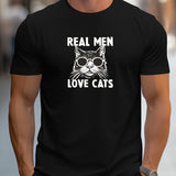 Camiseta creativa con estampado de gatos y mangas cortas para hombre, informal, de verano, para exteriores