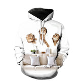 Star Couple Cat 3D Sweater Casual Round Neck Hoodie