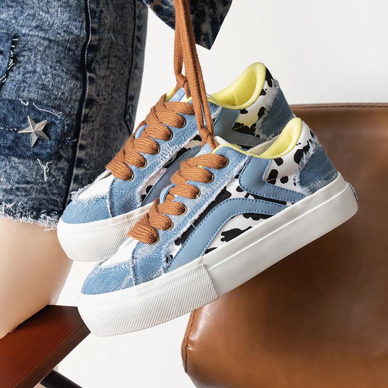 Women's Retro Cow Casual All-match White Shoes - WOMONA.COM