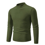 Round Neck Sweater Men's Winter Solid Color Slim Fit - WOMONA.COM