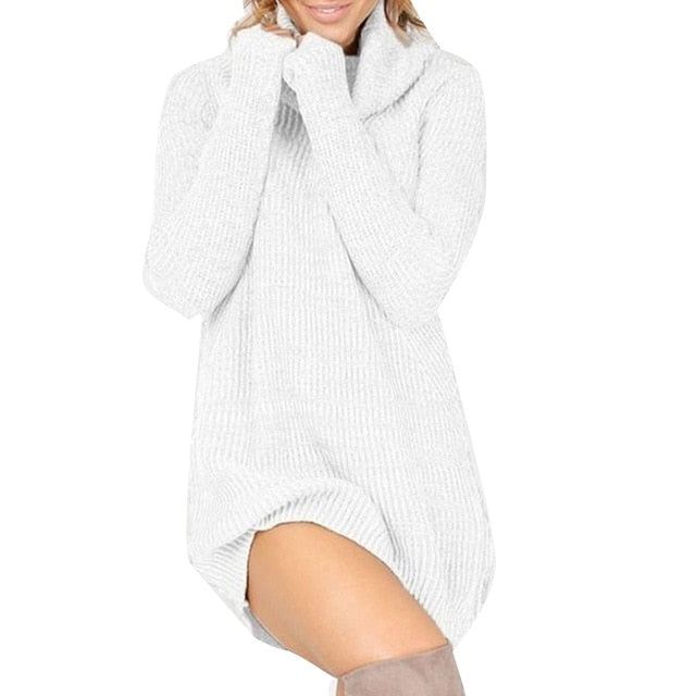 NEW Winter sweaters women turtlene shirt knit dress - WOMONA.COM