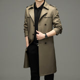 Double Breasted Men's Long Trench Coat - WOMONA.COM