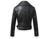 Short Slim High Waist Motorcycle Leather Jacket - WOMONA.COM