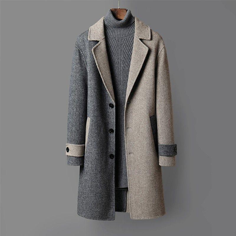 Men's Mid-length Woolen Coat Korean Style Loose - WOMONA.COM