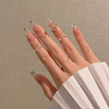 Japanese-style Armor Long Broken Diamond Streamer Fake Nails - WOMONA.COM