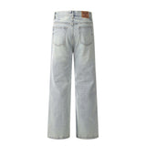 American Retro Wash Light-colored Jeans Men - WOMONA.COM