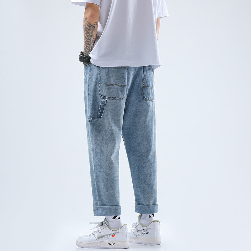 Wide Leg Denim Ankle-length Student Draping Pants - WOMONA.COM