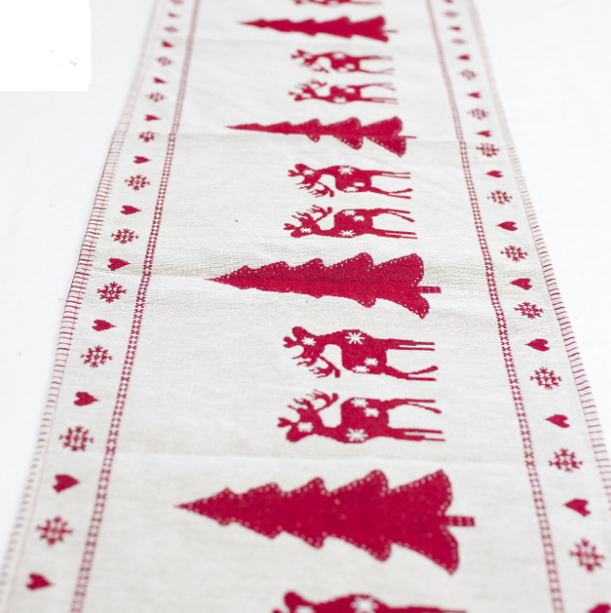 Elk Snowman Table Runner Merry Christmas Decorations - WOMONA.COM