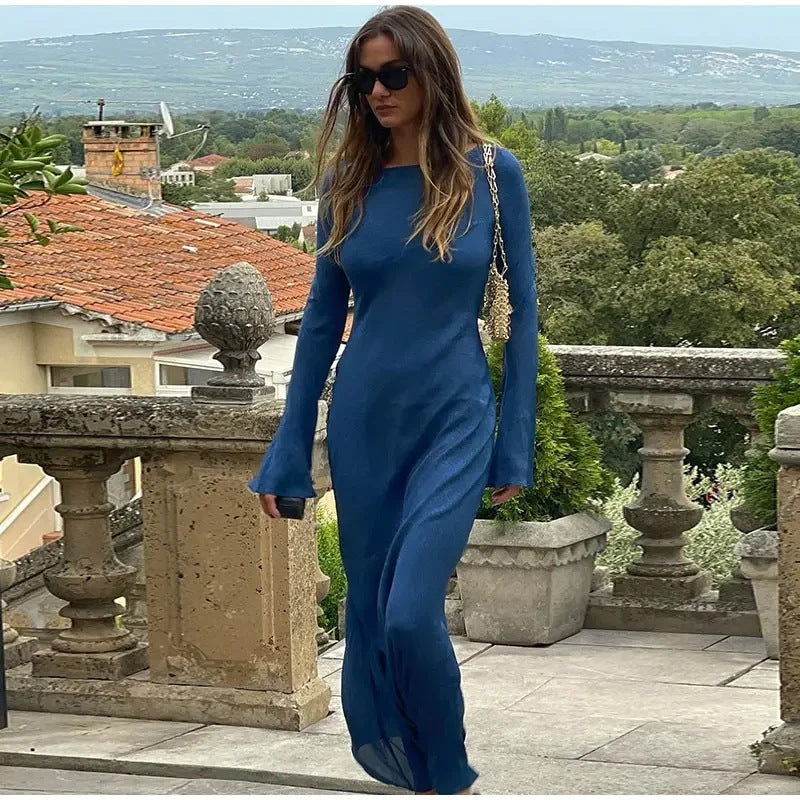 Elegantes Kleid im schmalen Schnitt mit Glockenärmeln für Damen