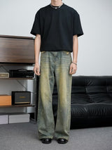 Retro Distressed Wide-leg Jeans For Men - WOMONA.COM