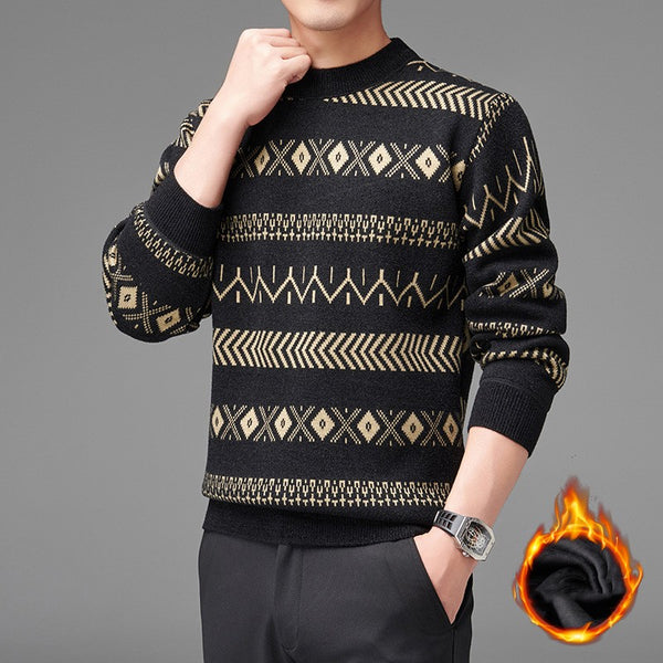 Round Neck Striped Sweater For Men - WOMONA.COM