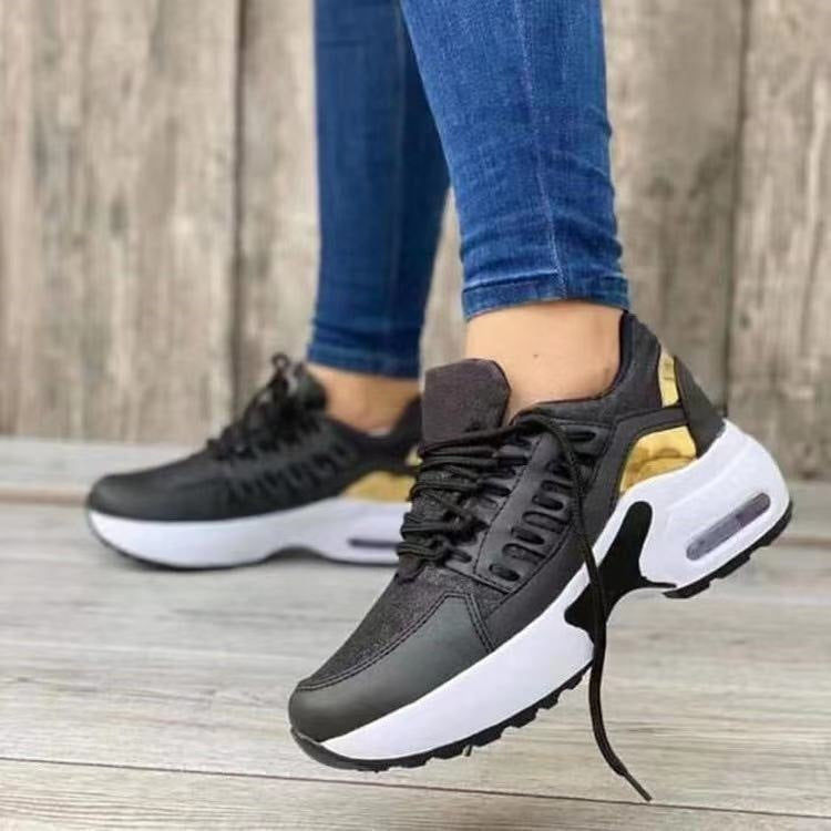 Lace Up Sneakers Women Wedge Heel Running Sports Shoes - WOMONA.COM