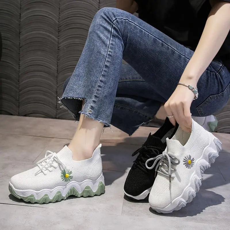 Flying Woven Mesh Small Daisy Sneakers Women - WOMONA.COM