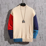 Fashion Color Block  Men's Plus Size Sweater