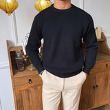 Men Long Sleeve Casual Round Neck Sweater - WOMONA.COM