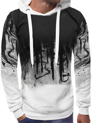 Men's grey fleece-lined pullover hoodie