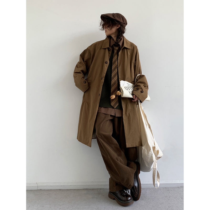 Retro Mid Length Workwear Trench Coat - WOMONA.COM