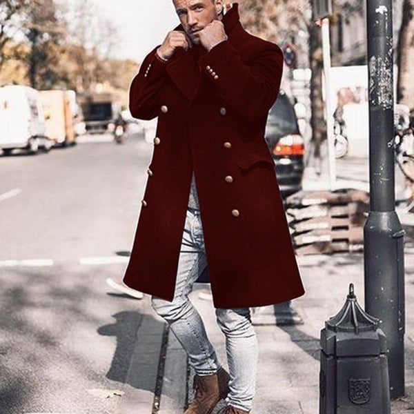 Mid-length Double-breasted Woolen Trench Coat - WOMONA.COM