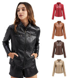 Women's Leather Thin Short Chic Women's Jacket - WOMONA.COM